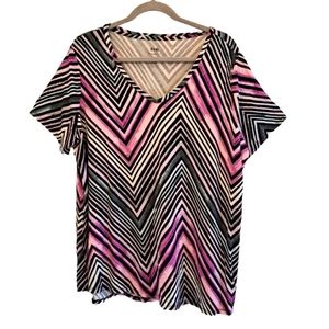 Evri Purple Chevron Tee Plus Size 1X
